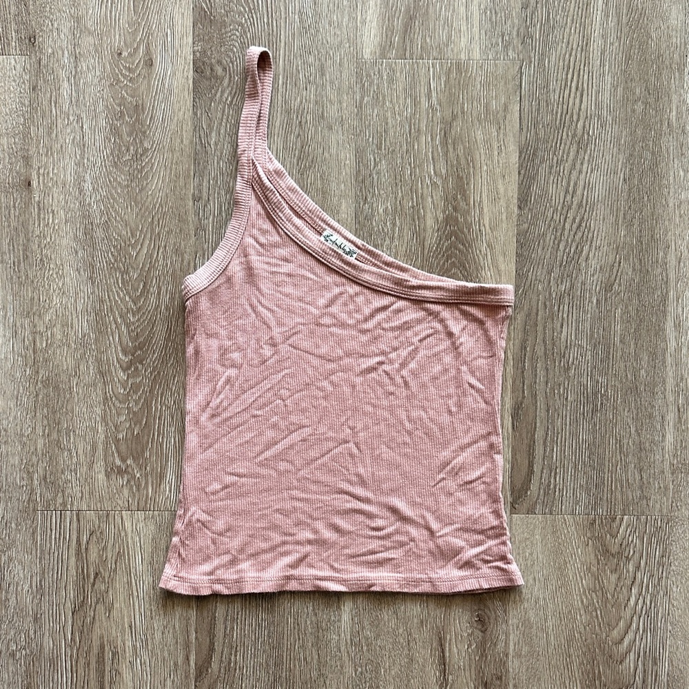 Free People Intimately‎ One Shoulder Tank Top Dusty Rose Small Ribbed